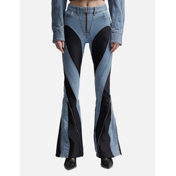 Zipped Bi-Material Jeans