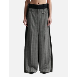 Check Side Folded Wide Pants