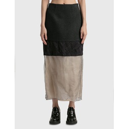 Cloth And Mesh Midi-Skirt