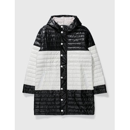 THOM BROWNE BICOLOR DOWN QUILTED HOODED COAT