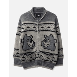 Bear Zip-up Cowichan Knit Sweater