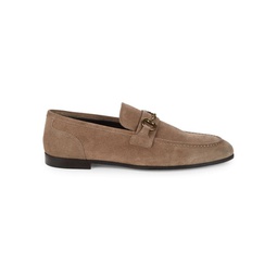 Mens Suede and Leather Two-Bit Loafers