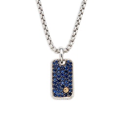 Sterling Silver, 18K Yellow Gold & Blue Sapphire Pendant Necklace