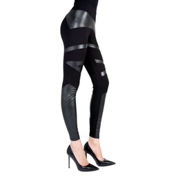 Moto Faux Leather-Trimmed Shaping Leggings