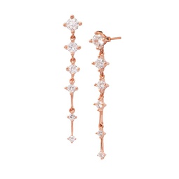 22K Rose Gold Vermeil & Cubic Zirconia Linear Drop Earrings