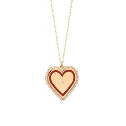 22K Gold Vermeil, Cubic Zirconia & Enamel Heart Pendant Necklace