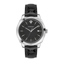 Icon Classic Stainless Steel Leather-Strap Watch