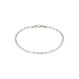 Rhodium Plated Sterling Silver Paperclip Chain Bracelet