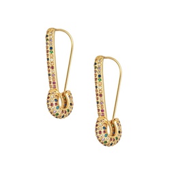 Luxe Goldtone & Cubic Zirconia Safety Pin Earrings