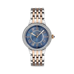 Astor II Two Tone Stainless Steel, Mother-Of-Pearl & Diamond Bracelet Watch
