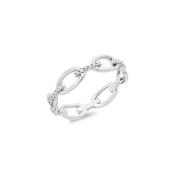 Sterling Silver & Cubic Zirconia Open Chain Link Ring/Size 9