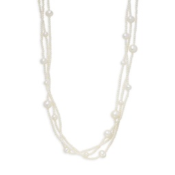 Sterling Silver & 5-10MM Cultured Freshwater Pearl Multi Strand Necklace