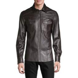Snap Front Leather Shirt