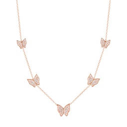 14K Rose Gold Vermeil & Cubic Zirconia Butterfly Station Necklace