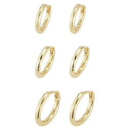 Set of 3 18K Gold Vermeil Huggie Hoop Earrings Set