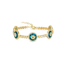 14KK Gold Vermeil & Cubic Zirconia Evil Eye Tennis Bracelet