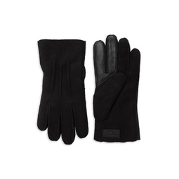 Shearling Fur & Leather-Trim Tech Gloves