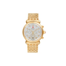 CSX 39MM Goldtone Stainless Steel, 0.03 TCW Diamond & Mother of Pearl Chronograph Watch
