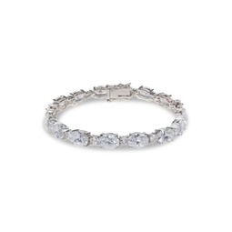 Look Of Real Rhodium Plated & Crystal Channel Bracelet