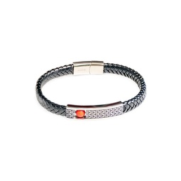 Dell Arte Stainless Steel, Leather & Bead Fashioned Bracelet