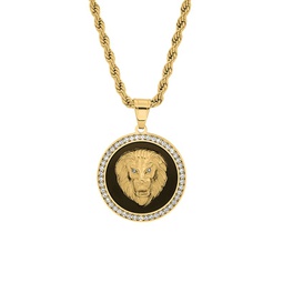 18K Goldplated Stainless Steel & Simulated Diamond Lion Head Pendant Necklace
