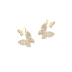 Gold Vermeil & Cubic Zirconia Butterfly Stud Earrings