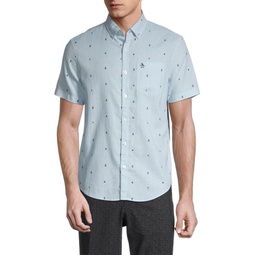 Regular-Fit Print Linen & Cotton Shirt