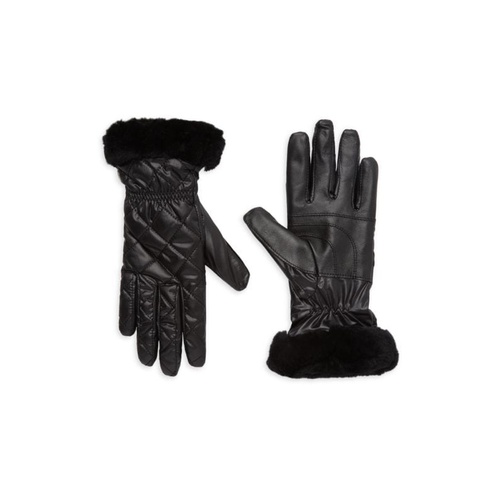 어그 Faux Fur Trim Quited Gloves
