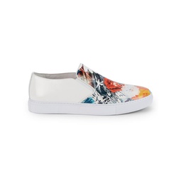Buddy Floral Leather Slip-On Sneakers