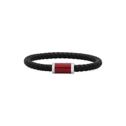 Leather & Red Carbon Fiber Bracelet