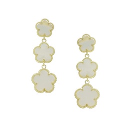 Flower 14K Goldplated & Mother of Pearl Drop Earrings