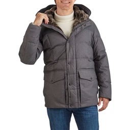 Quilted Flannel Down Faux Fur-Hooded Parka