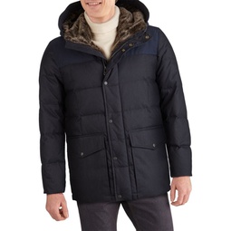 Quilted Flannel Down Faux Fur-Hooded Parka