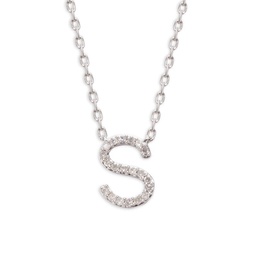 Sterling Silver & 0.15 TCW Diamond S Initial Pendant Necklace