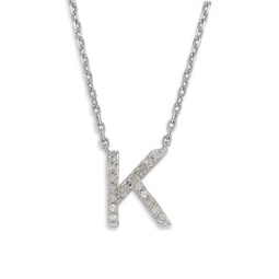 Sterling Silver & 0.14 TCW Diamond K-Initial Pendant Necklace