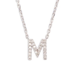Sterling Silver & 0.13 TCW Diamond M Initial Pendant Necklace