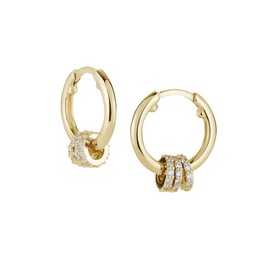 14K Goldplated Sterling Silver & Cubic Zirconia Huggie Earrings