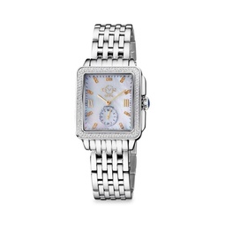 Bari 34MM Stainless Steel, Mother-Of-Pearl & Diamond Bracelet Watch