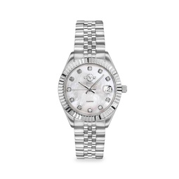 Stainless Steel, Mother-Of-Pearl & Diamond Bracelet Watch