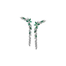 Emerald & Cubic Zirconia Linear Crawler Earrings