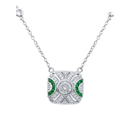 Emerald & Cubic Zirconia Pendant Necklace
