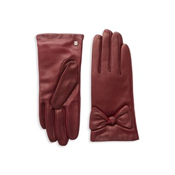 Bow-Top, Cashmere-Lined Leather Gloves