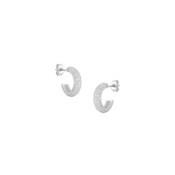 Rhodium Plated Sterling Silver & Cubic Zirconia Hoop Earrings