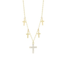 14K Goldplated Sterling Silver & Cubic Zirconia Religious Cross Necklace