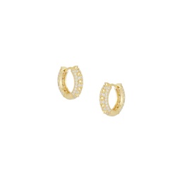 14K Goldplated Sterling Silver & Cubic Zirconia Huggie Earrings