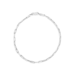 Rhodium Plated Sterling Silver Paperclip Anklet