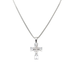 Dell Arte Stainless Steel & Cubic Zirconia Cross Station Necklace