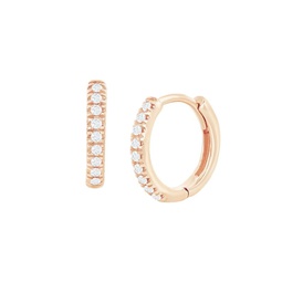 14K Rose Gold & 0.06 TCW Diamond Huggie Earrings