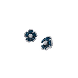 Look Of Real Rhodium Plated & Cubic Zirconia Flower Clip-On Earrings