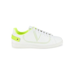 Two Tone Perforated Logo Sneakers